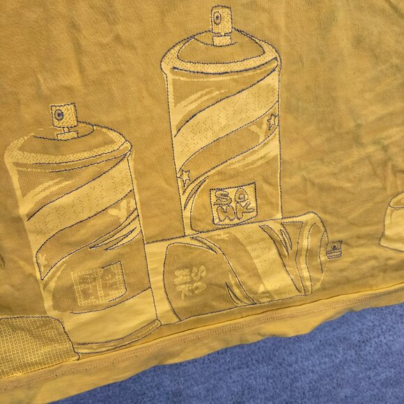 VINTAGE Hard Knock Men Shirt XL Yellow Ringer Spray Paint Hip Hop Streetwear Y2K - Picture 4 of 12